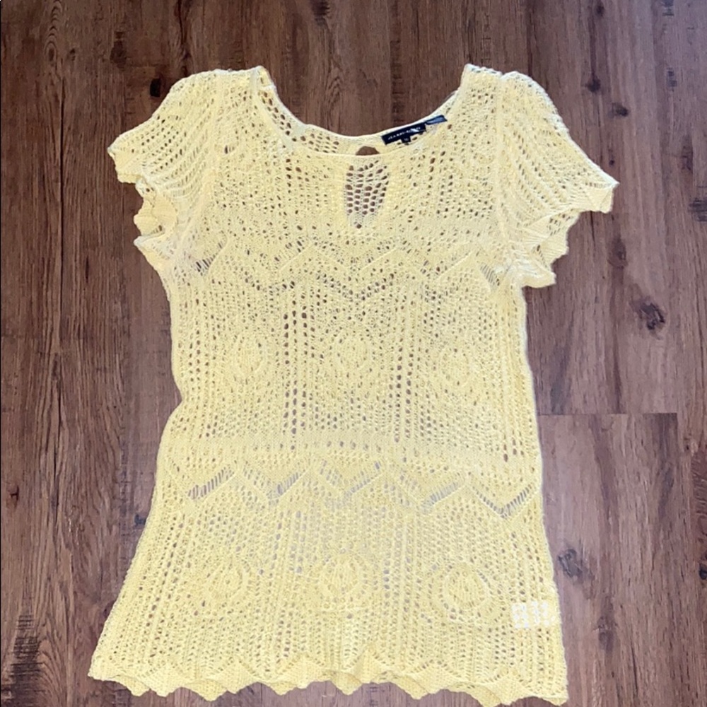 {Jeanne Pierre} Yellow Crochet Sweater